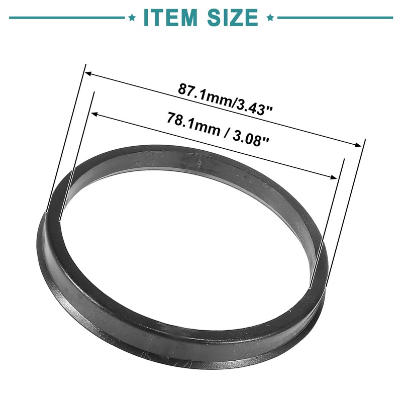 ACROPIX 78.1mm to 87.1mm Universal Hub Centric Rings Black -
