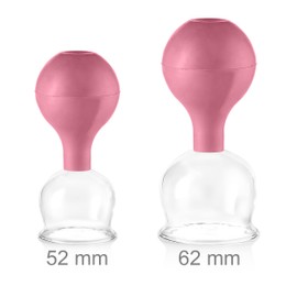 pulox SchrÃ¶pfglas aus Echtglas 2er-Set inkl. Saugball 52 mm & 62 mm, Pink