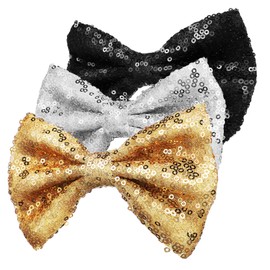 BIUDECO 3Pcs Sequin Hair Bows with Alligator Clips Vibrant Hair Styling Accessories for Cute Bow Hair Barrettes for School Parties and Everyday Fashion