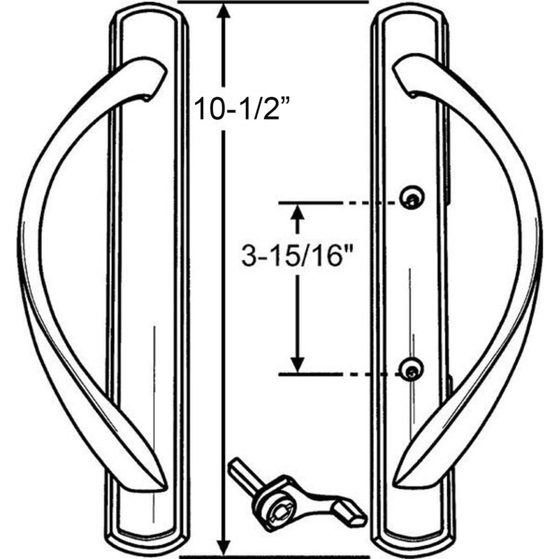 G.A.S Hardware Amesbury Truth Handle Set for Sliding Patio Glass