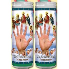 Set of 2 Hand of Power or Helping Hand Prayer Candles 2 Veladoras De La Mano Poderosa
