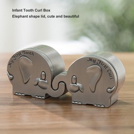 Baby Teeth Keepsake Box, First Tooth and Curls Elephant Shape Keepsake Box Organiser for Kids Teeth, Fairy Container Holder for Kids, Baby Shower, Birthday