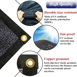 12X12Ft Shade Cloth for Garden, 90% Black Sun Shade Mesh for Plants Heat Protection, Outdoor Sunblock Mesh Tarp for Greenhouse, Plant Cover, Balcony, Gazebo, Deck, Porch, Carport