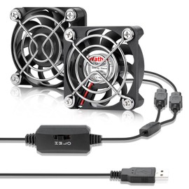 Wathai 2 x 50 mm USB Mini Fan with 3 Speed Levels 5 V Compact Fan for PC, Aquarium, Raspberry Pi, Radiator Cooling