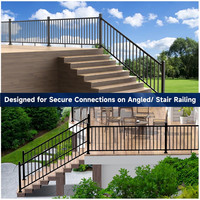 Egadis 4 Pack Aluminum Adjustable Railing Bracket with Stair Foot,