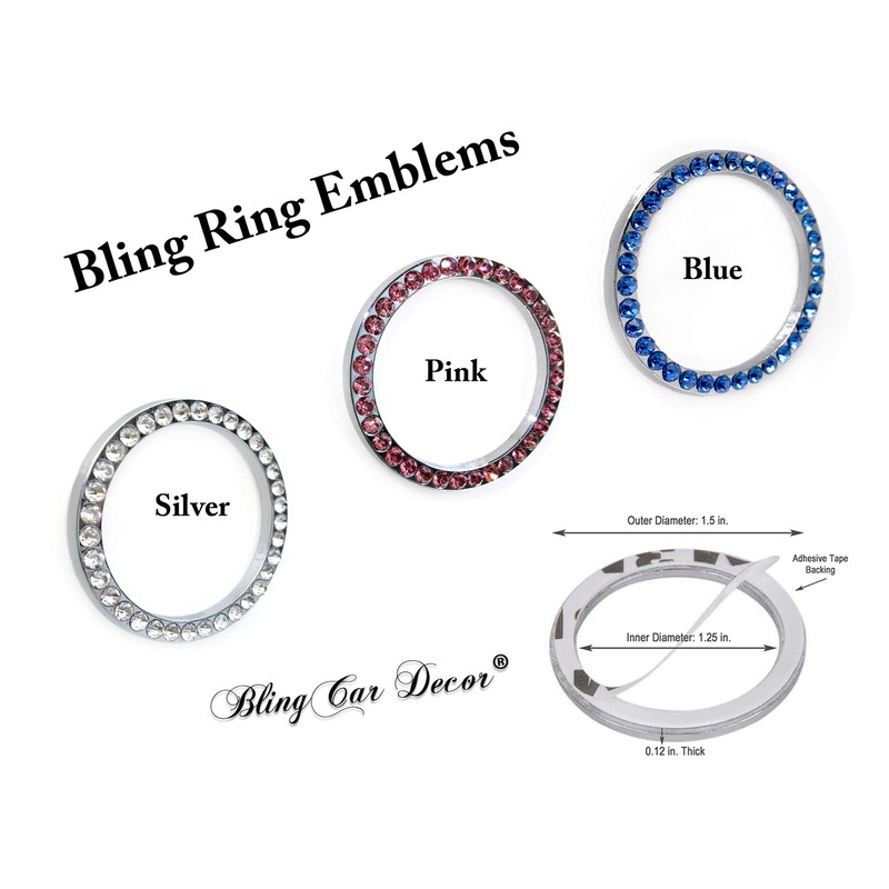 Bling Car Decor Crystal Rhinestone Car Bling Ring Emblem Sticker,