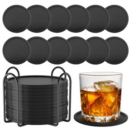 SYNMORE 12PCS Portavasos de Silicona Antideslizantes para Mesa con Soporte, Posavasos para Proteger la Mesa de Calor y Desgaste, Almohadillas Aislantes para Cocina, Restaurante, Bar y Cafetería