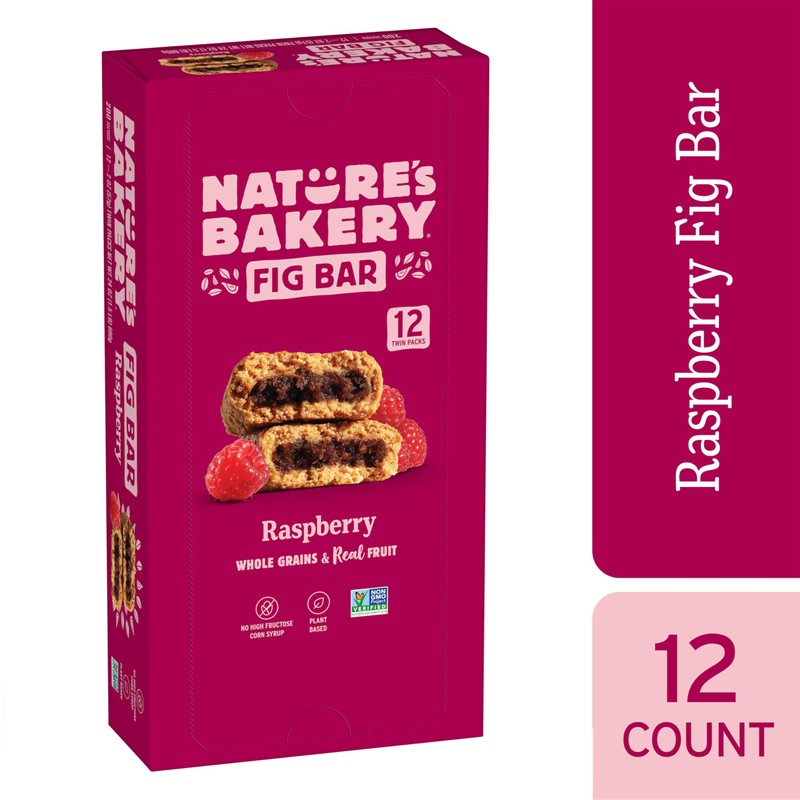 Nature’s Bakery Whole Wheat Fig Bars, Raspberry, Real Fruit, Vegan,