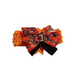 Bengals Baby Girl Boutique Bow Crocheted Headband Fits Newborn to Adult