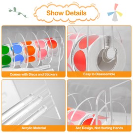 FACULX Label Holder for Thermal Printer, Adjustable Sticker Organizer Label Dispenser for Rolls of Sticker Labels, Acrylic Sticker Holder Containing 7 Rolls of Label Stand for Office Home (9Disks)