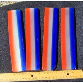 (4) Fiber Optic Glass Patriotic RW&B Slabs Knapping Arrowhead Lapidary Cabochon