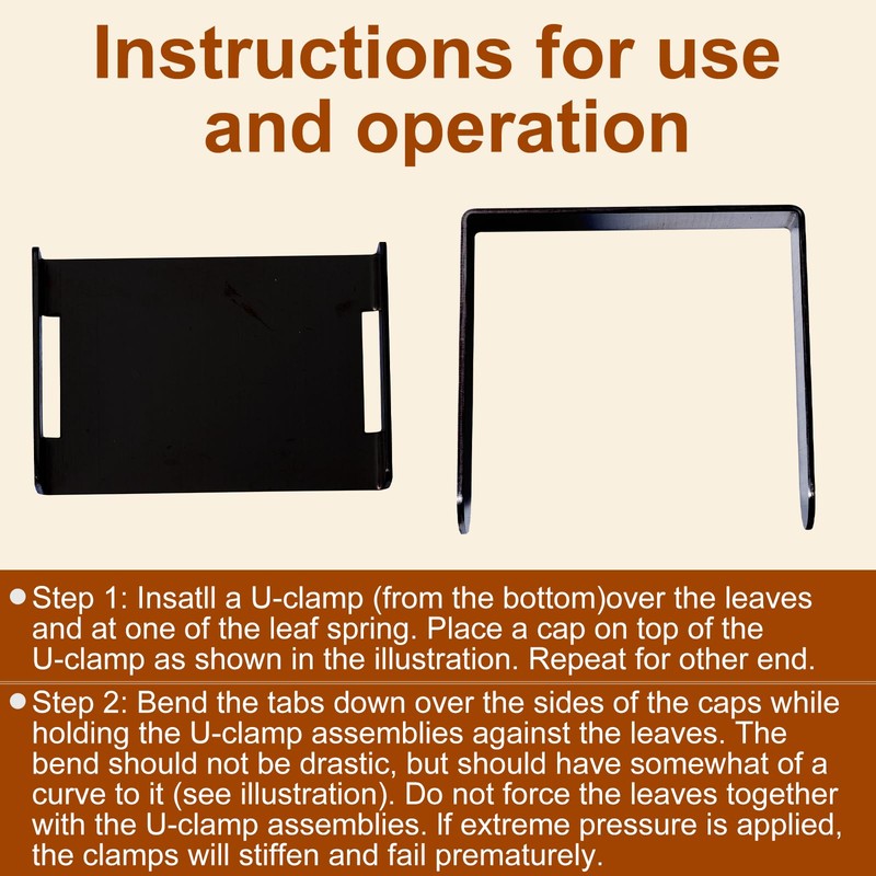 4 Pcs Stainless Steel 3” Wide Leaf Spring Clamp Kit,