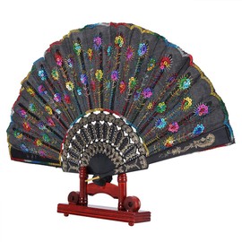 Supporto per supporto per ventaglio pieghevole in legno, supporto per espositore per ventaglio retro pratico Pratico sportivo elegante squisito per matrimoni per ornamenti per feste di(Rosso scuro)