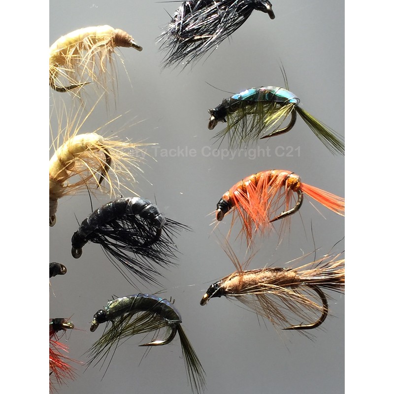Fishing Flies SHRIMP and CRAWLING NYMPHS Twelve Pack size 8-12
