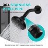 Black Shower Arm with Flange, Wall Mounted Shower Head Extension,