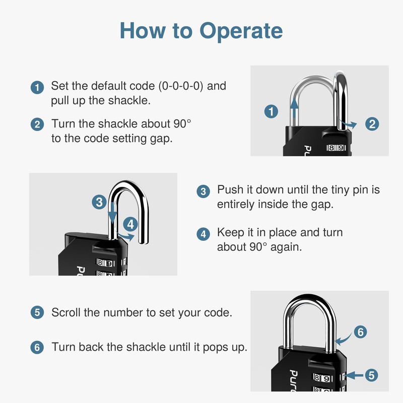 Puroma 4 Pack Combination Lock for Locker 4 Digit Outdoor