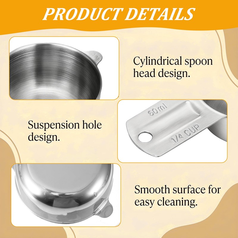 2 Pcs 1/4 Cup Stainless Steel Measuring Cup 60ml |