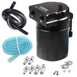 Black Aluminum Baffled Oil Catch Can Tank Fittings J6I4+Reservoir Breather 300ml