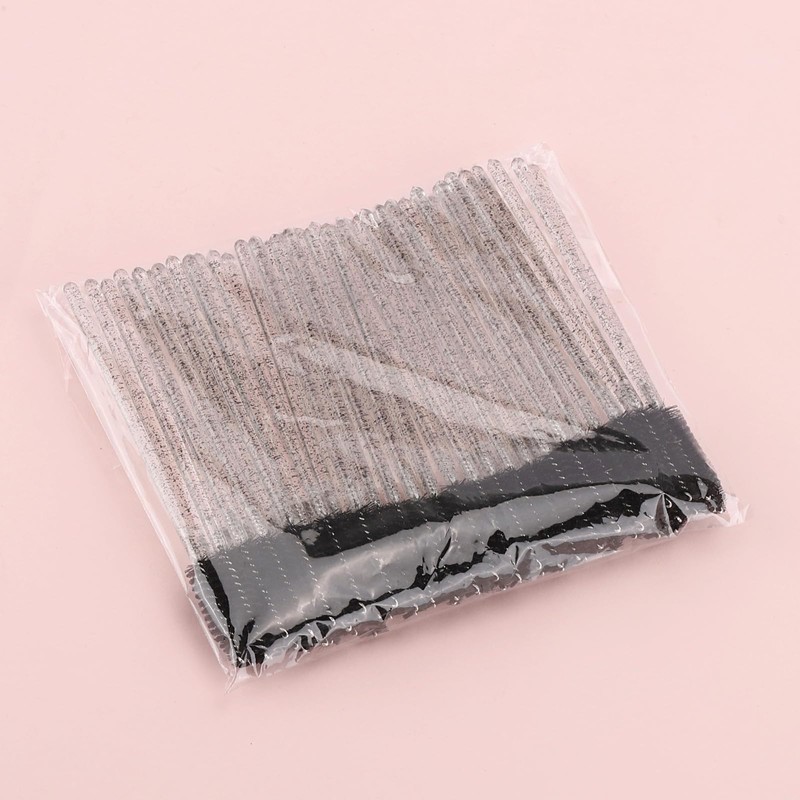 Tbestmax 50 Pcs Disposable Mascara Wands, Crystal Eyebrow Spoolies Brush