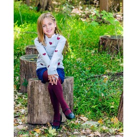 MeMoi Girls' Soft Pima Cotton Opaque Tights Medium Gray 6