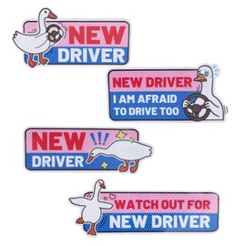 4pcs Goose New Driver Magnet, Waterproof Decal Cute Goose Patch Student Driver Sticker Magnet for Car Bumper Safety Magnetic Sign