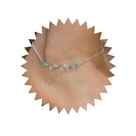Cimenexe Bohemian Infinity Turquoise Anklet Silver Eight Infinity Anklet Eternal Anklet Chain Bracelets Turquoise Anklet Friendship Anklet Jewellery for Women and Girls, Stone