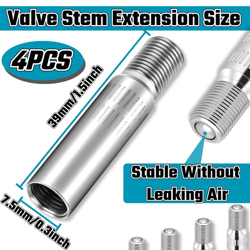 HuGuWdy Valve Stem Extension 4Pcs 39mm, Tire Valve Extension Valve