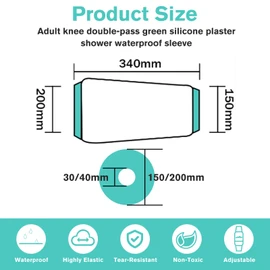 VEGCOO Waterproof Knee Cover for Shower, Reusable Leg Wound Protector Waterproof Bandage Protector Leg Cast Sleeve Bag for Showering, Watertight Protection Cast Cover for Adults Leg Knee Wounds Burns