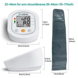 Ziqing Automatic Blood Pressure Monitor Upper Arm BP Machine Heart Rate Monitor