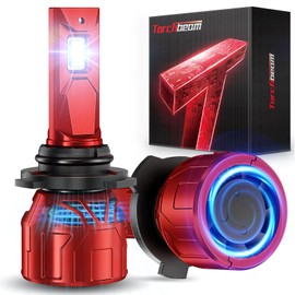 Torchbeam 9006/HB4 Fog Light, 36000LM 9006 Bulbs with 360° Adjustable Ring, Cooling Fan and U-Shape Cooling Tube, 6500K White, 3 Mins Installation, Pack of 2