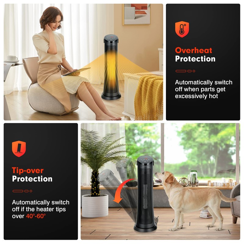 PETSITE Space Heater, 1500W PTC Ceramic Electric Heater with Thermostat,