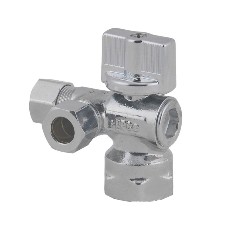 LD Valve- 1/4 Turn Dual Compression Outlet Angle Stop Valve,Quarter