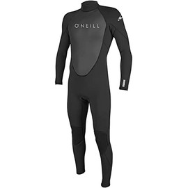 O'Neill Men's Reactor-2 3:2mm Back Zip Full Wetsuit, Lightweight Warmth with Good Flexibility for Surfing, Paddleboarding, Kayaking, Black/Black, Large