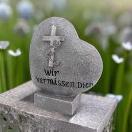 PrimoLiving Grave Ornament Memorial Stone Gravestone (Stand Heart We Miss You)