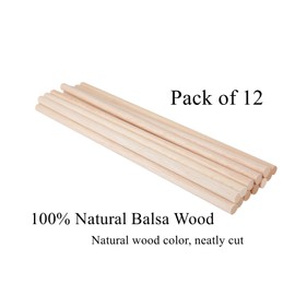 1/2 x 12 Inch Round Wood Dowel Rods Wood Sticks Wooden Dowel Rods Unfinished Wood Balsa Wood Sticks for Crafts and DIY Projects, 12 PCS