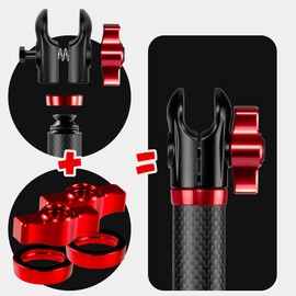 Tackform 5" Long 20mm Ball and Socket Arm DuraLock 20 Series Carbon Fiber Arm | Dual 20mm Sockets with Optional Anti-Theft Knobs | Black with Red Billet Accent Kit