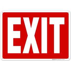 Exit Sign Aluminum 10x14 Rust Free Heavy 0.40 Indoor Outdoor Use Weather Fade Resistant Easy Mounting Made in USA