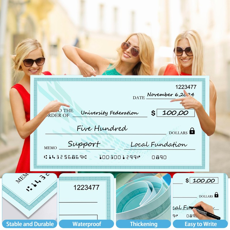 Giant Fake Check 30" x 16" - Oversized Blank Check