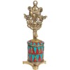 Exotic India Tibetan Buddhist Prayer Wheel with Conch Statue, Multi-Colour,