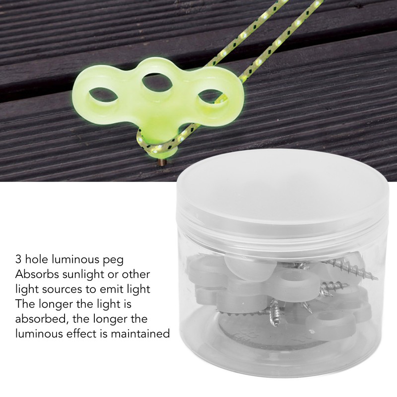 10pcs Luminous Camping Tent Pegs Set ABS 3 Hole Screw