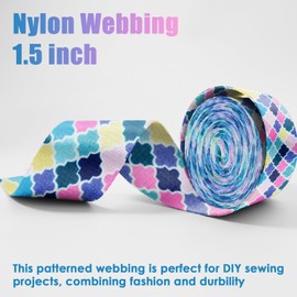 Correa de nailon impresa de 1.5 pulgadas, correa de nailon multicolor, correa de cinta resistente para bolsas de mochila, cinturón de seguridad, costura, manualidades y suministros de proyectos (A3
