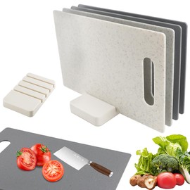 Cragmut Schneidebrett Kunststoff 4er Set, Rutschfeste Kunststoff Küchenbretter mit Aufbewahrungsständer Schneidebrett Spülmaschinenfest 28x18 cm, 4 Farben