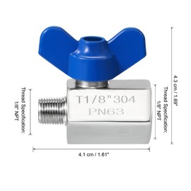 PATIKIL Mini Ball Valve 1/8" NPT Thread Male/Female, 304 Stainless Steel Shut-Off Valve for Water Oil Gas Plumbing Fitting, Silver
