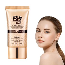 BB Cream Light,BB Cream Foundation,Tinted Moisturiser Face Women,Tinted Sunscreen for Face 50 SPF Snail Extracts,Moisturizing Tinted Moisturiser,Color Correcting Cream(Natural)