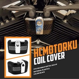 HCmotorku Motorcycle Ignition Coil Cover Fit for Harley Softail Breakout FXBRS Fat Boy FLSTF Street Bob FXDB Standard FLSB Low Rider FLS 2018-Up (Black-B)