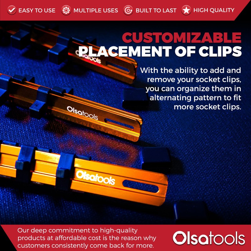 Olsa Tools Aluminum Socket Organizer, 3pc Set - Orange Socket