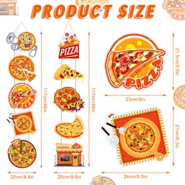 Motiskyy 10 Pcs Pizza Door Sign Banner Pizza Themed Hanging Porch Signs Decor Paper Pizza Birthday Party Decorations for Outdoor Indoor Supplies Favors