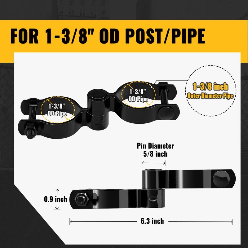 VIVIDA 1-3/8" Black Gate Hinge Kit for Chain Link Fence