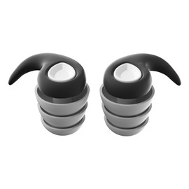 Silicone Noise-Canceling Earplugs, Comfortable Reusable for Sleep, Travel, Work, Concerts, Hunting - Innovative 3 Layers Hearing Protection, Snoring Blocking, 40dB Noise Reduction, Black L