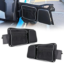 REARACE Rear Door Bags for RZR, Waterproof Zipper Side Door Storage Bags with Knee Pad and Cup Holder Compatible with 2014-2023 Polaris RZR XP 4 1000, 4 900, 4 Door Turbo
